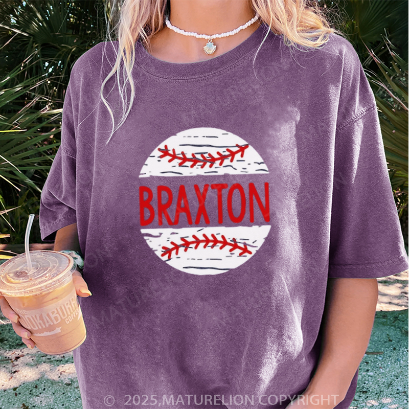 Maturelion Women's T-shirt Baseball DTG Washed T-shirt
