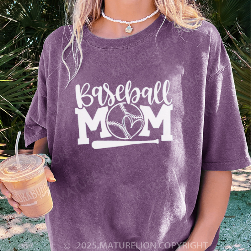 Maturelion Women's T-shirt Baseball Gifts DTG Washed T-shirt
