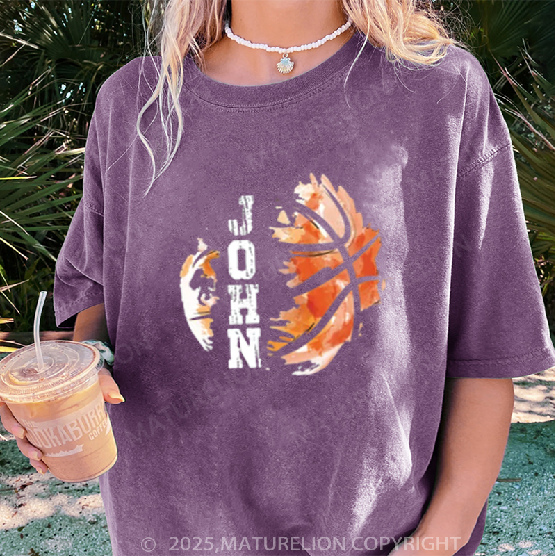 Maturelion Women's T-shirt Personalized Basketball DTG Washed T-shirt