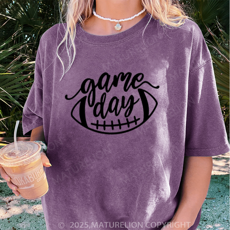 Maturelion Women's T-shirt Game Day Football DTG Washed T-shirt