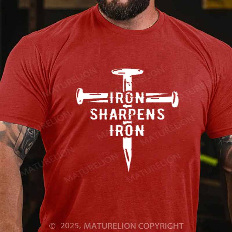 Maturelion Men's T-shirt Iron Sharpens Iron Cotton T-shirt