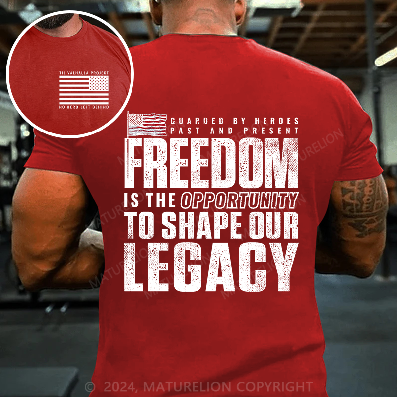 Maturelion Men's T-Shirt Freedom Guarded by Heroes Cotton T-Shirt