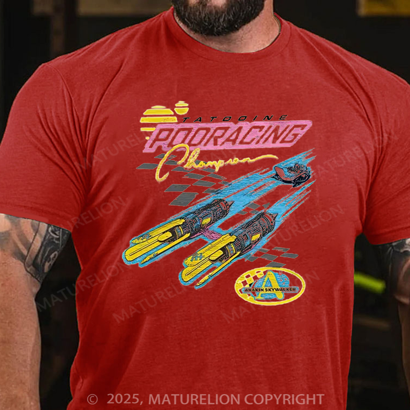Maturelion Men's T-Shirt Retro Tatooine Podracing Champion Cotton T-Shirt
