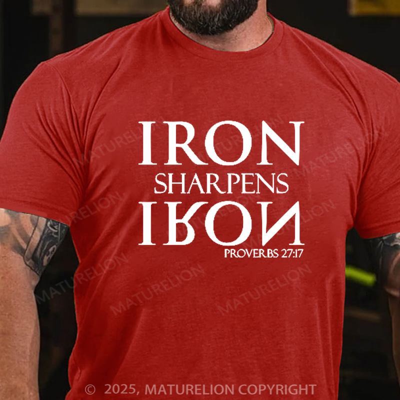 Maturelion Men's T-shirt Iron Sharpens Iron Cotton T-shirt