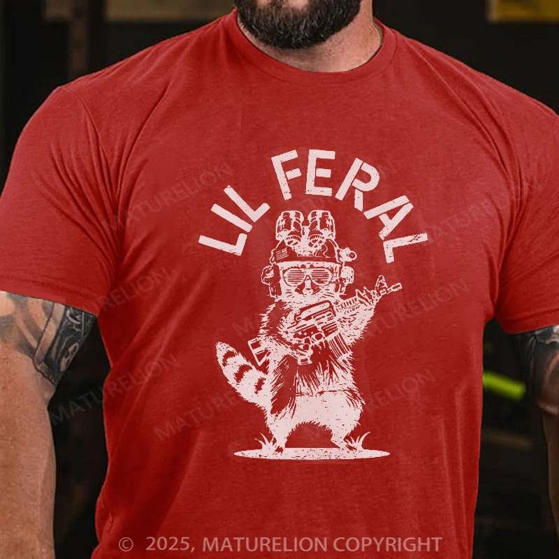 Maturelion Men's T-Shirt Lil Feral Raccoon Cotton T-Shirt