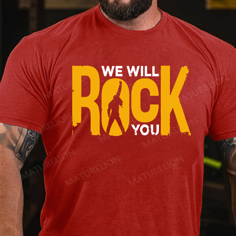 Maturelion Men's T-Shirt Queen We Will Rock You Cotton T-Shirt