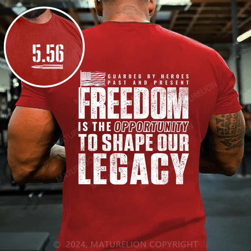 Maturelion Men's T-Shirt Freedom Guarded by Heroes Vintage Cotton T-Shirt