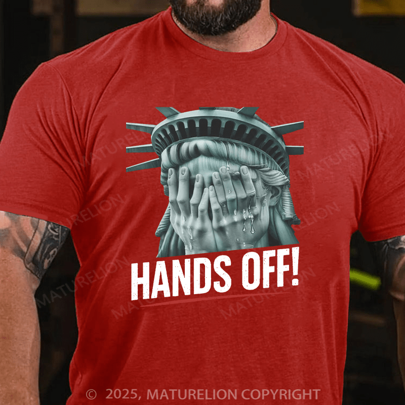 Maturelion Men's T-shirt Hands Off Cotton T-shirt