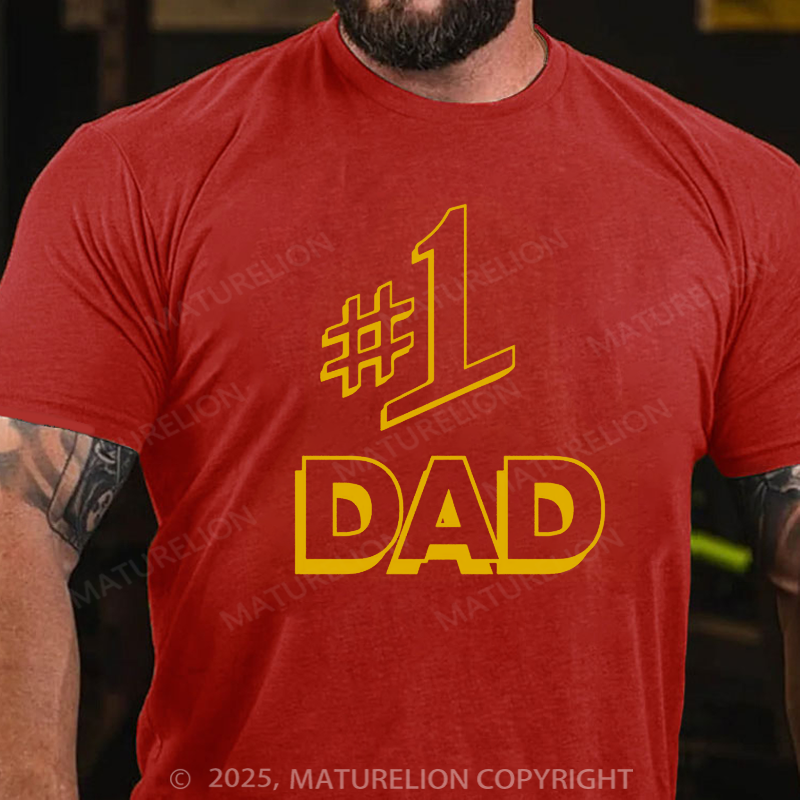 Maturelion Men's T-shirt Number 1 Dad Father's Day T-shirt