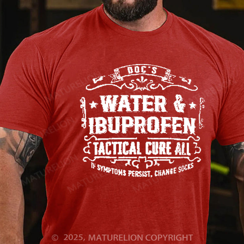 Maturelion Men's T-shirt Doc's Water & Ibuprofen Cure-All Cotton T-shirt