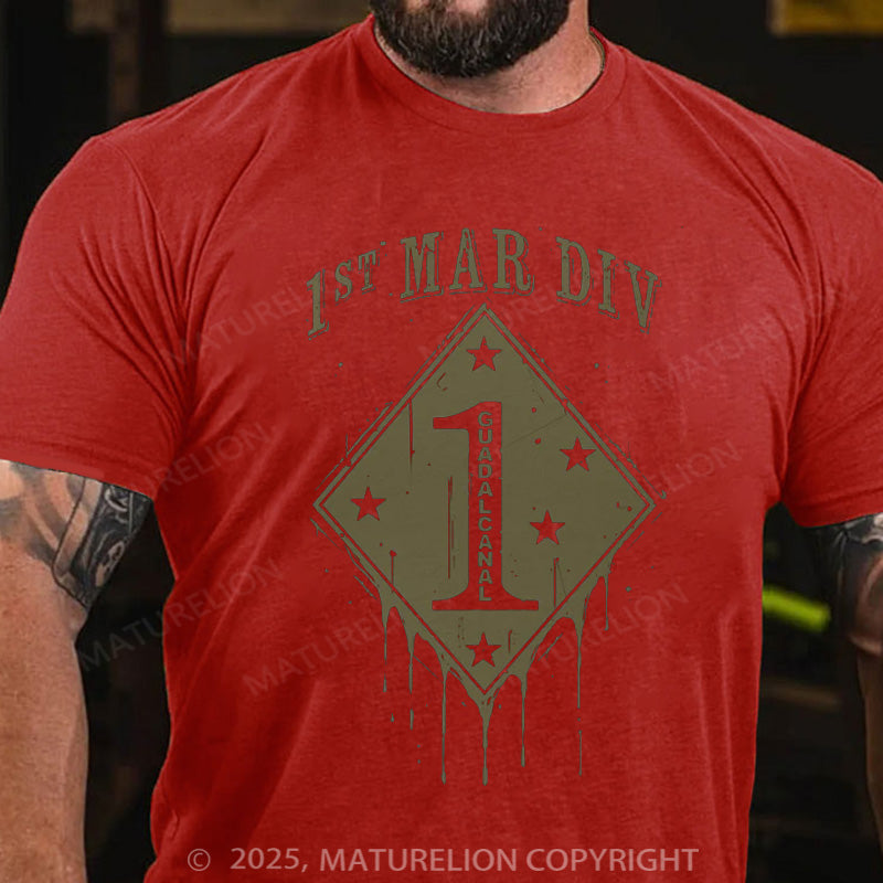 Maturelion Men's T-shirt 1ST MAR DIV GUADALCANAL Cotton T-shirt