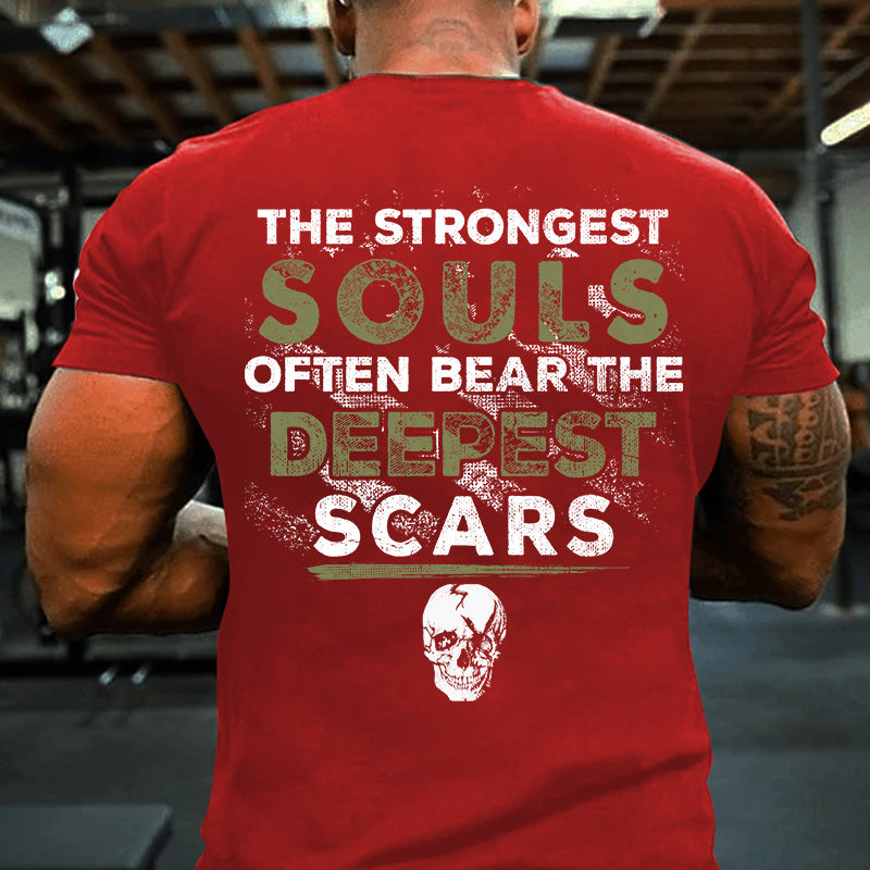 Maturelion Men's T-shirt The Strongest Souls Often Bear The Deepest Scars Cotton T-shirt