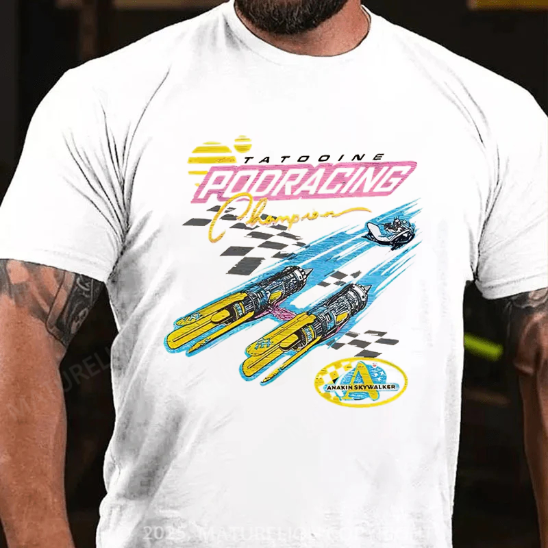 Maturelion Men's T-Shirt Retro Tatooine Podracing Champion Cotton T-Shirt