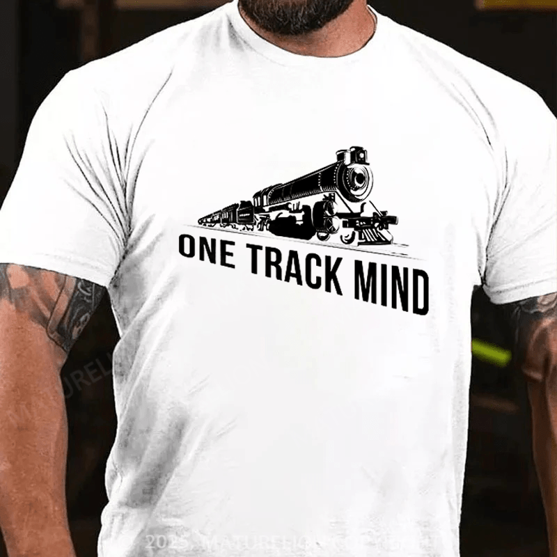 Maturelion Men's T-shirt One Track Mind Cotton T-shirt