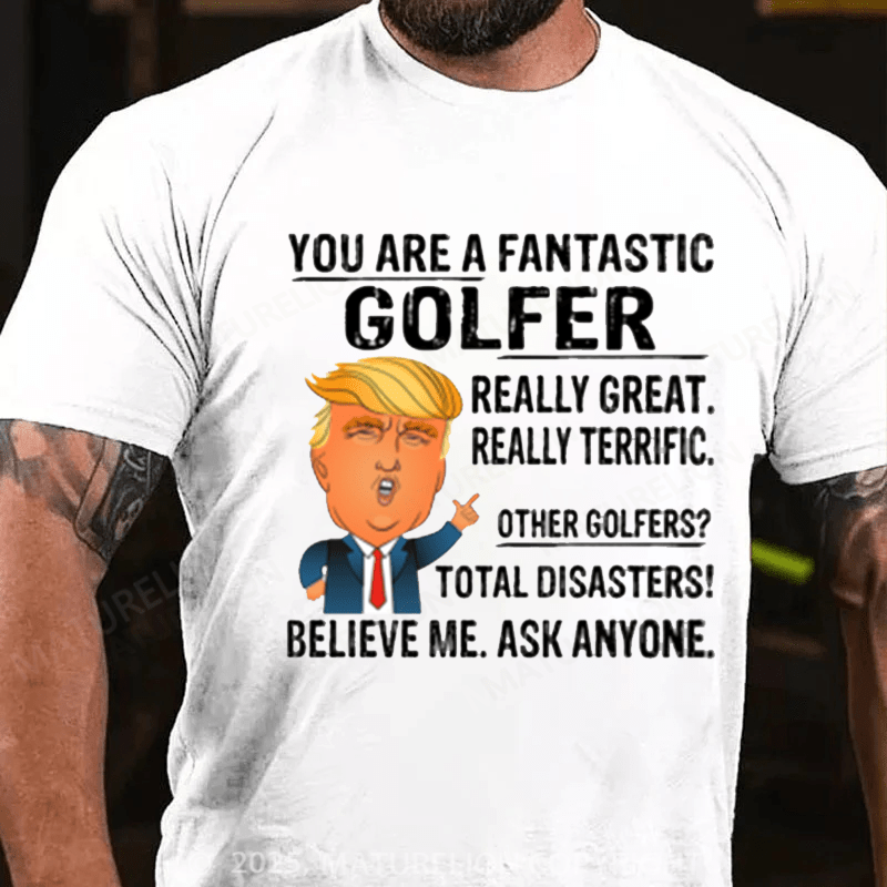 Maturelion Men's T-shirt Funny Trump Golf Cotton T-shirt