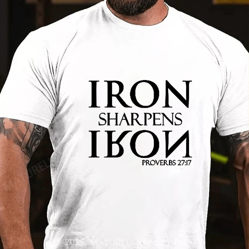 Maturelion Men's T-shirt Iron Sharpens Iron Cotton T-shirt