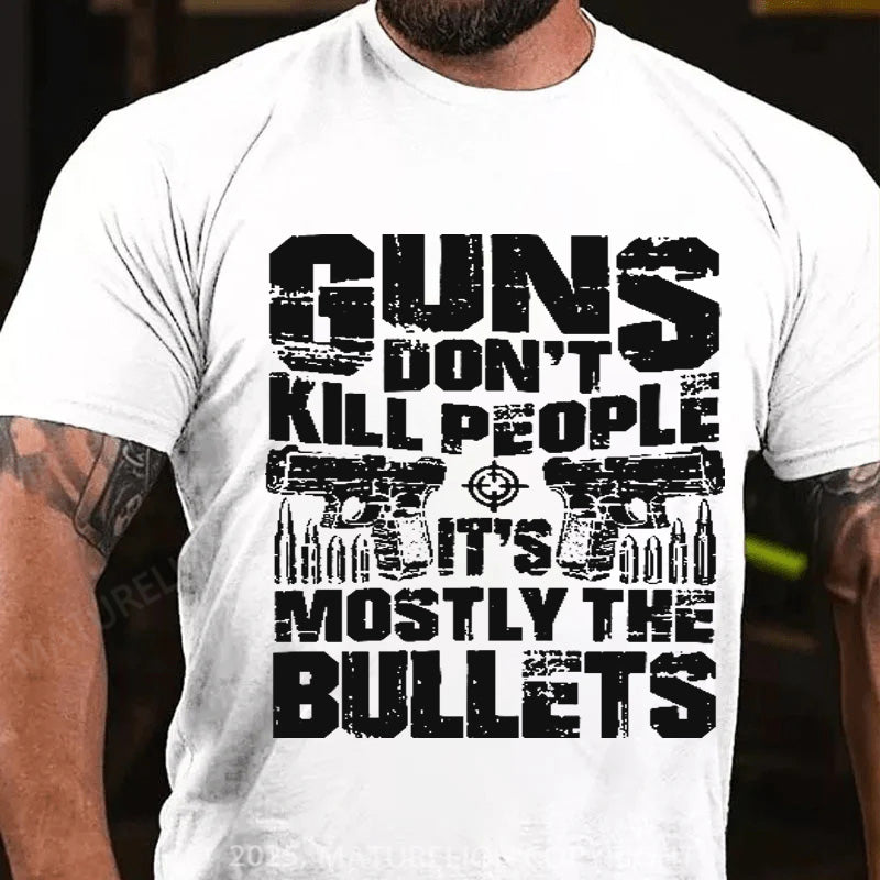 Maturelion Men's T-shirt Guns don't Kill people Cotton T-shirt
