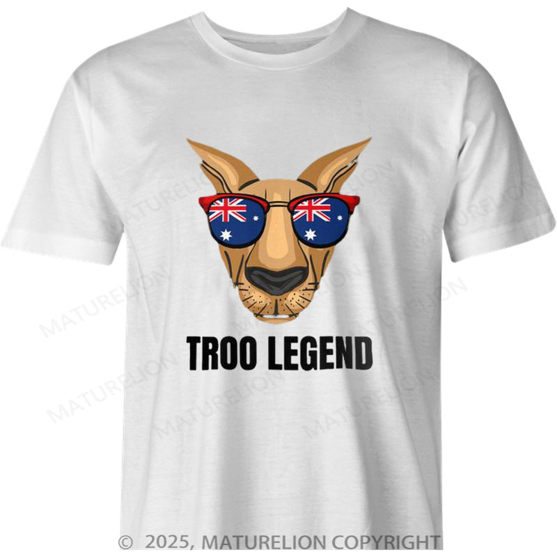 Maturelion Australia T-shirt Funny Australian Kangaroo Australia Flag Cotton T-shirt