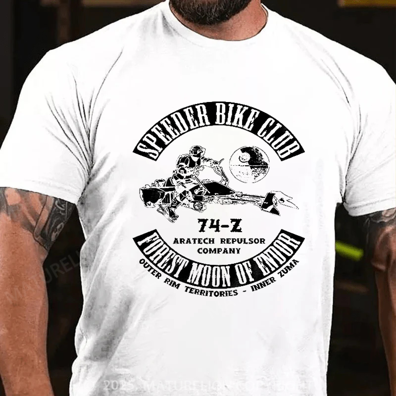 Maturelion Men's T-Shirt Speeder Bike Club Cotton T-Shirt