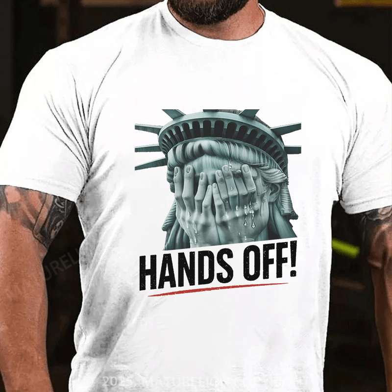 Maturelion Men's T-shirt Hands Off Cotton T-shirt