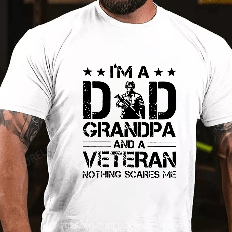 Maturelion Men's T-shirt Dad Grandpa And Veteran Cotton T-shirt