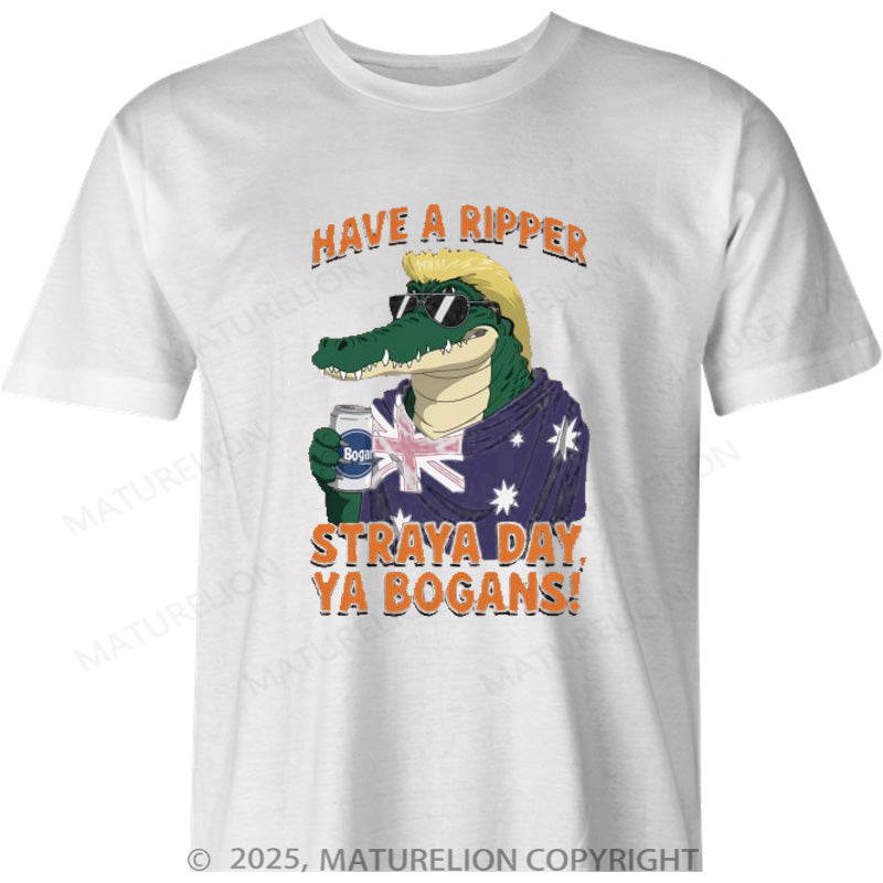 Maturelion Australia T-shirt Ripper Straya Day Bogan 90s Bootleg  Cotton T-shirt