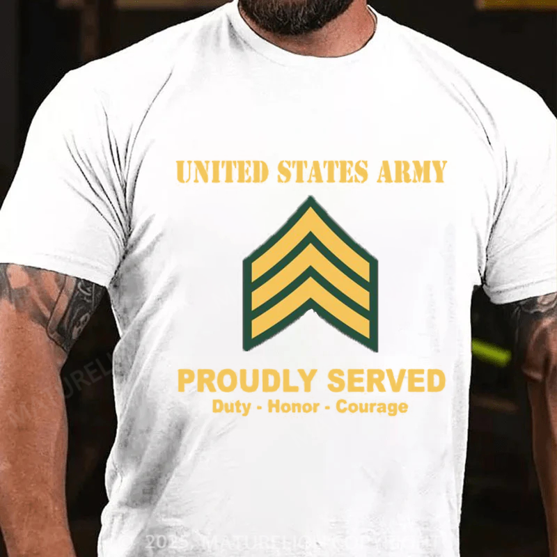 Maturelion Men's T-shirt US Army E-5 Sergeant Cotton T-shirt