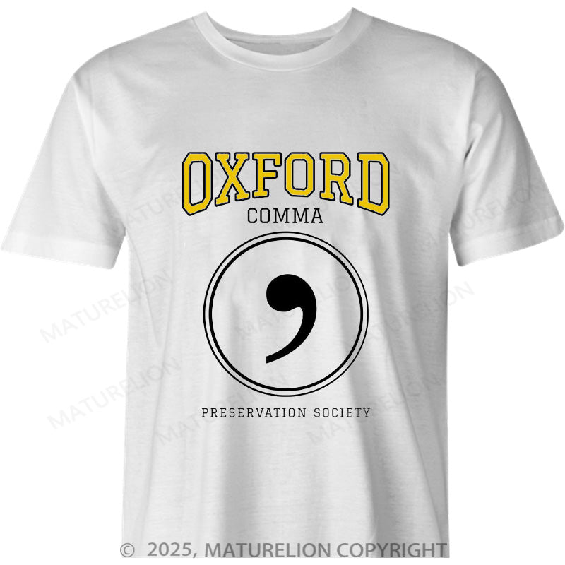Maturelion British T-shirt Oxford Comma Preservation Society Cotton T-shirt
