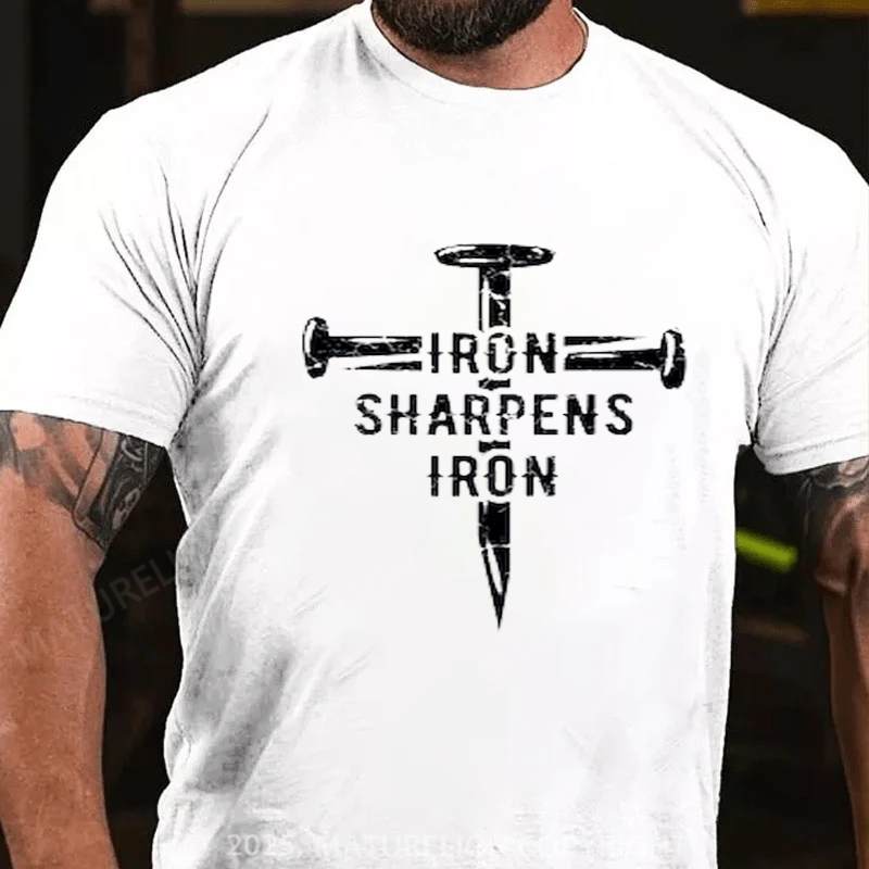 Maturelion Men's T-shirt Iron Sharpens Iron Cotton T-shirt