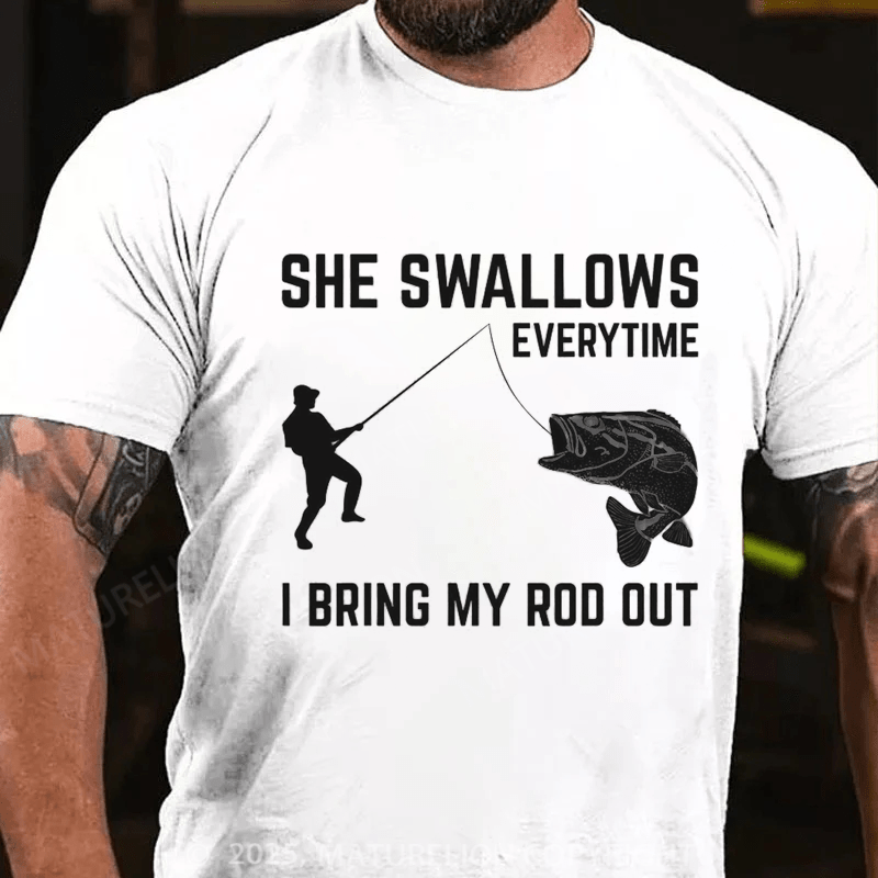 Maturelion Men's T-shirt I Bring My Rod Out Cotton T-shirt