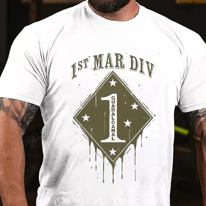 Maturelion Men's T-shirt 1ST MAR DIV GUADALCANAL Cotton T-shirt