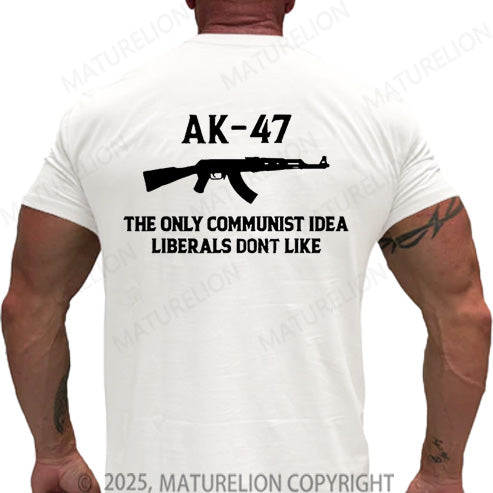 Maturelion Men's T-shirt AK-47 The Only Communist Idea Liberals Don't Like Cotton T-shirt