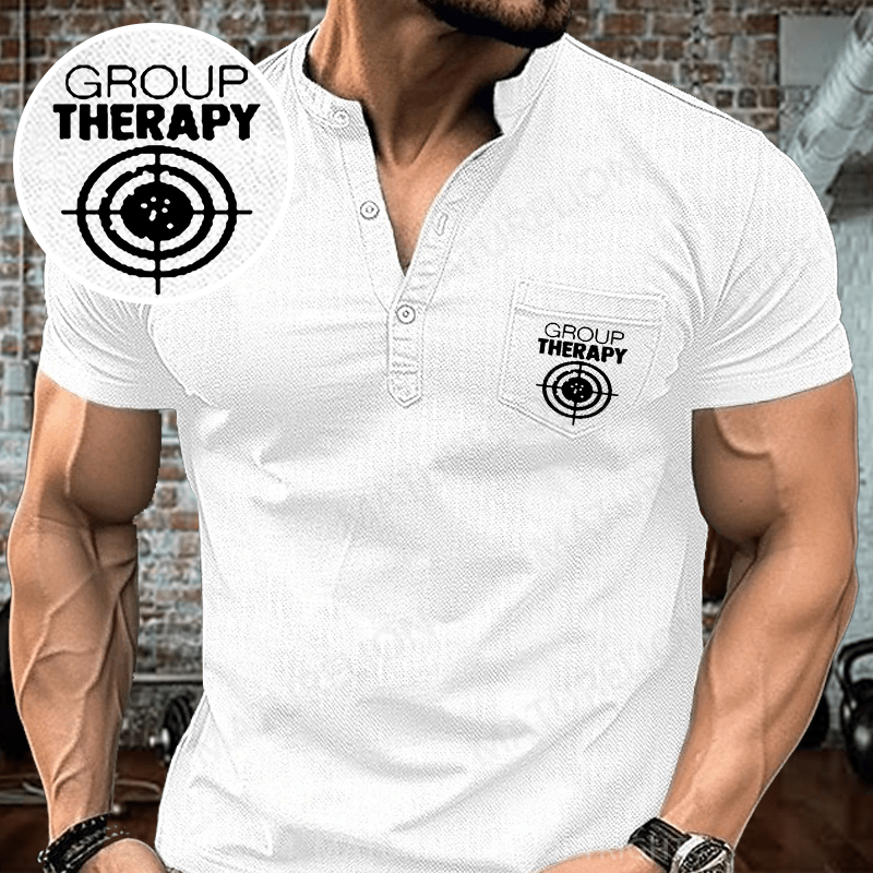 Maturelion Men's Henley Shirt Group Therapy Target Practice Shooting Henley Shirt