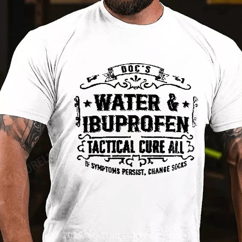 Maturelion Men's T-shirt Doc's Water & Ibuprofen Cure-All Cotton T-shirt