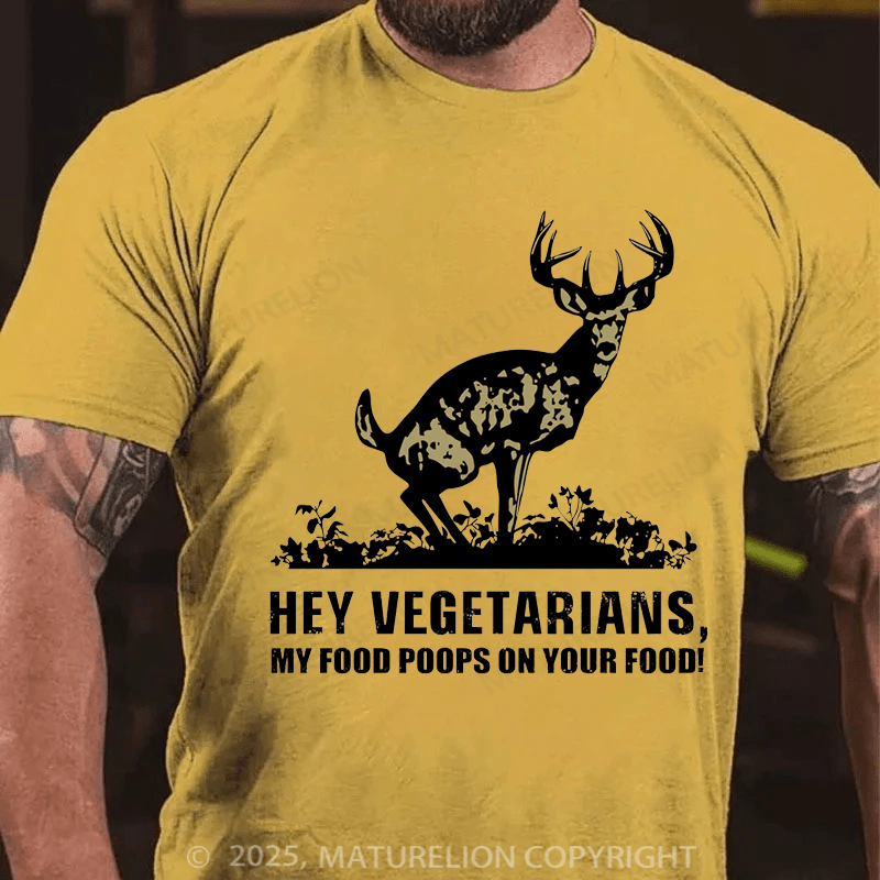 Maturelion Men's T-shirt Food Poops Vegetarians Essential Cotton T-shirt