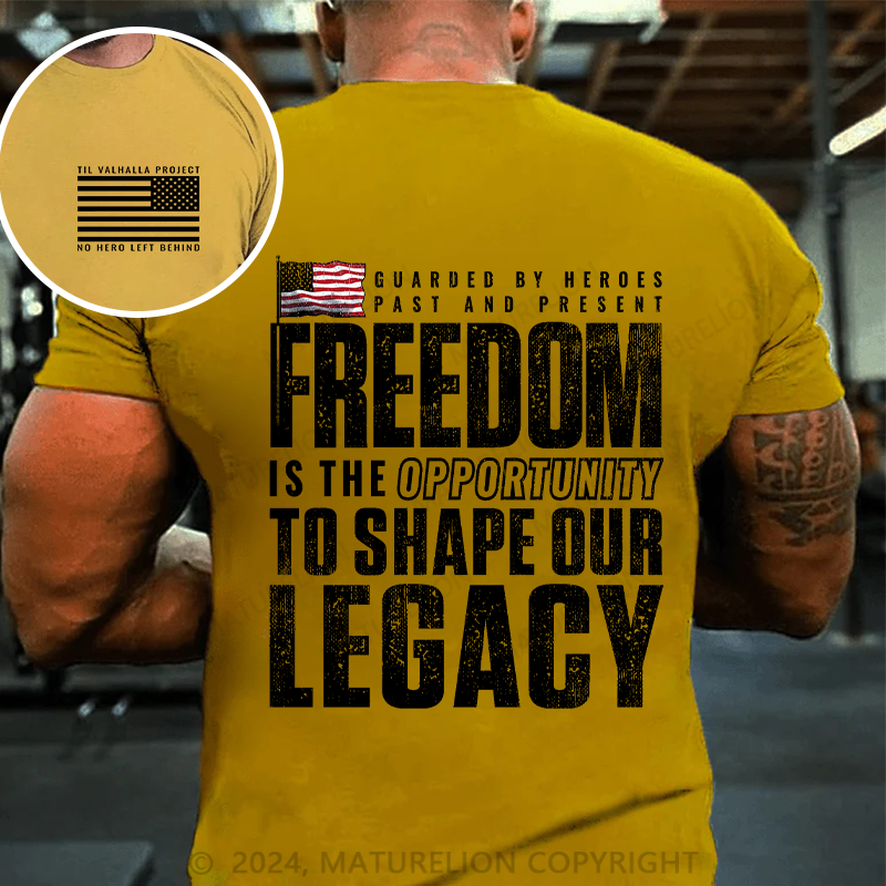 Maturelion Men's T-Shirt Freedom Guarded by Heroes Cotton T-Shirt