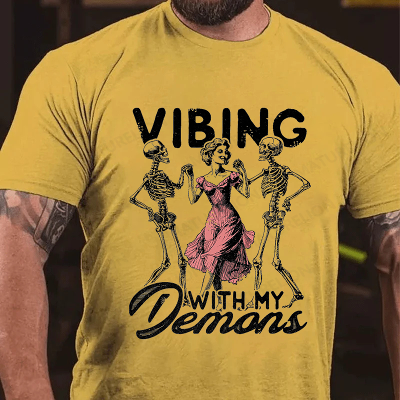 Maturelion Men's T-Shirt Dancing With Darkness – Vibing With My Demons Cotton T-Shirt