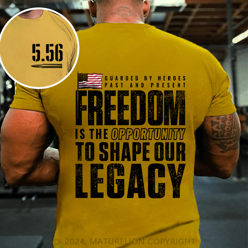 Maturelion Men's T-Shirt Freedom Guarded by Heroes Vintage Cotton T-Shirt