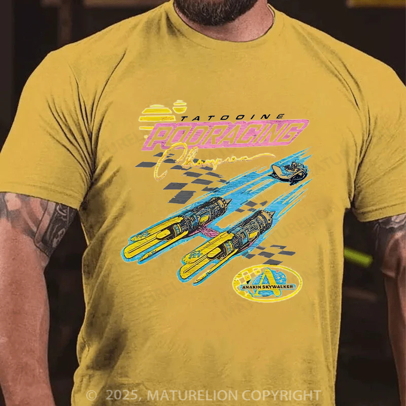 Maturelion Men's T-Shirt Retro Tatooine Podracing Champion Cotton T-Shirt