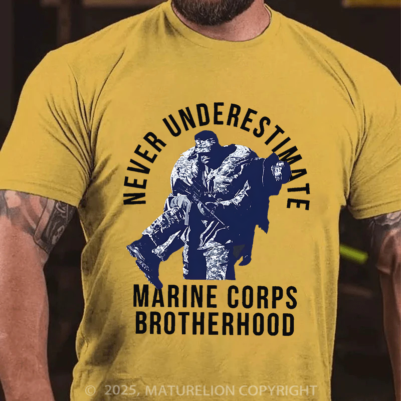Maturelion Men's T-Shirt Never Underestimate Brotherhood Cotton T-Shirt