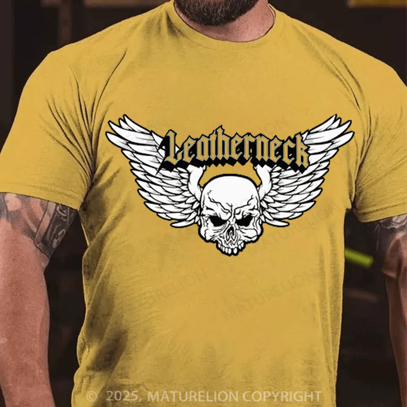 Maturelion Men's T-shirt Leatherneck Skull Cotton T-shirt