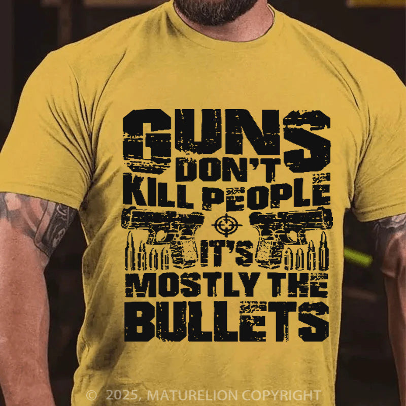 Maturelion Men's T-shirt Guns don't Kill people Cotton T-shirt