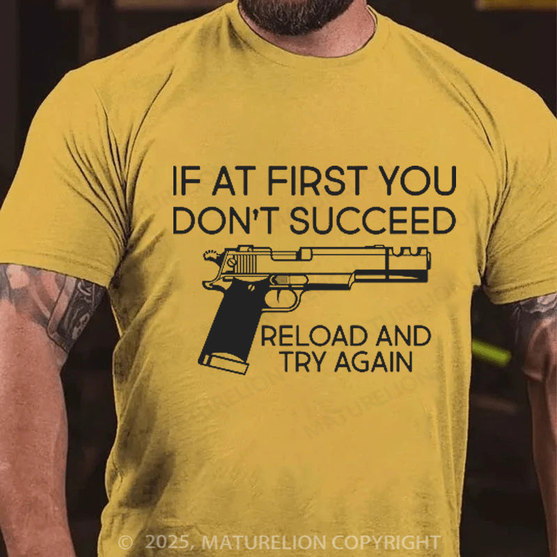 Maturelion Men's T-shirt Reload and Try Again Cotton T-shirt