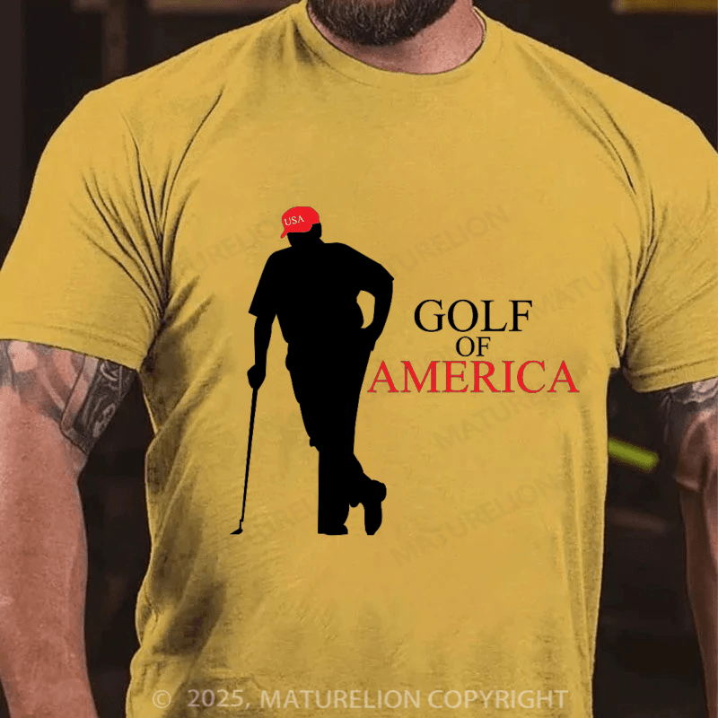 Maturelion Men's T-shirt Golf of America Classic Cotton T-shirt