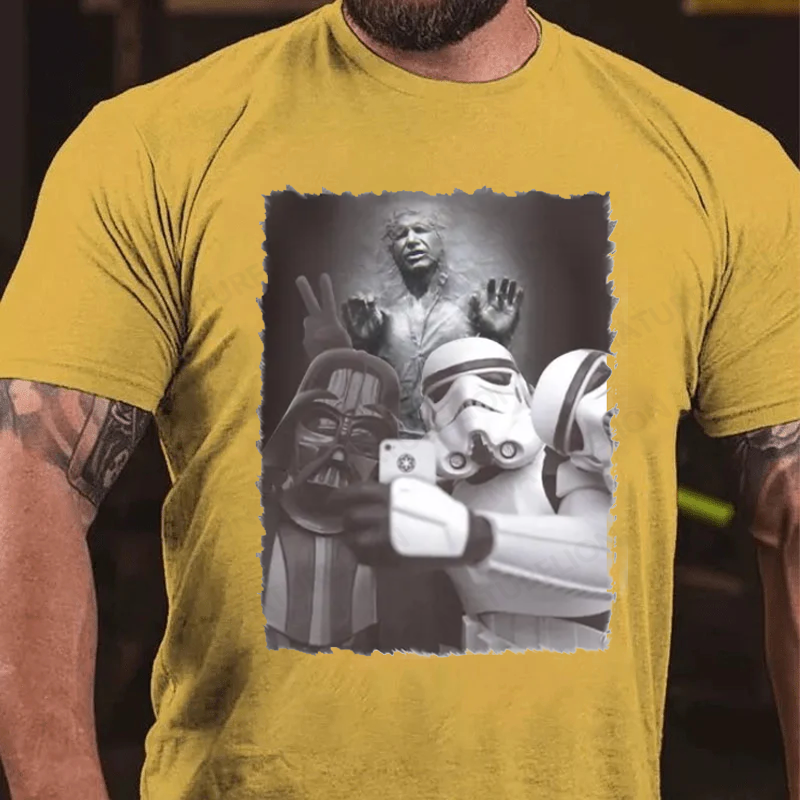 Maturelion Men's T-Shirt Darth Vader Stormtrooper Selfie Cotton T-Shirt