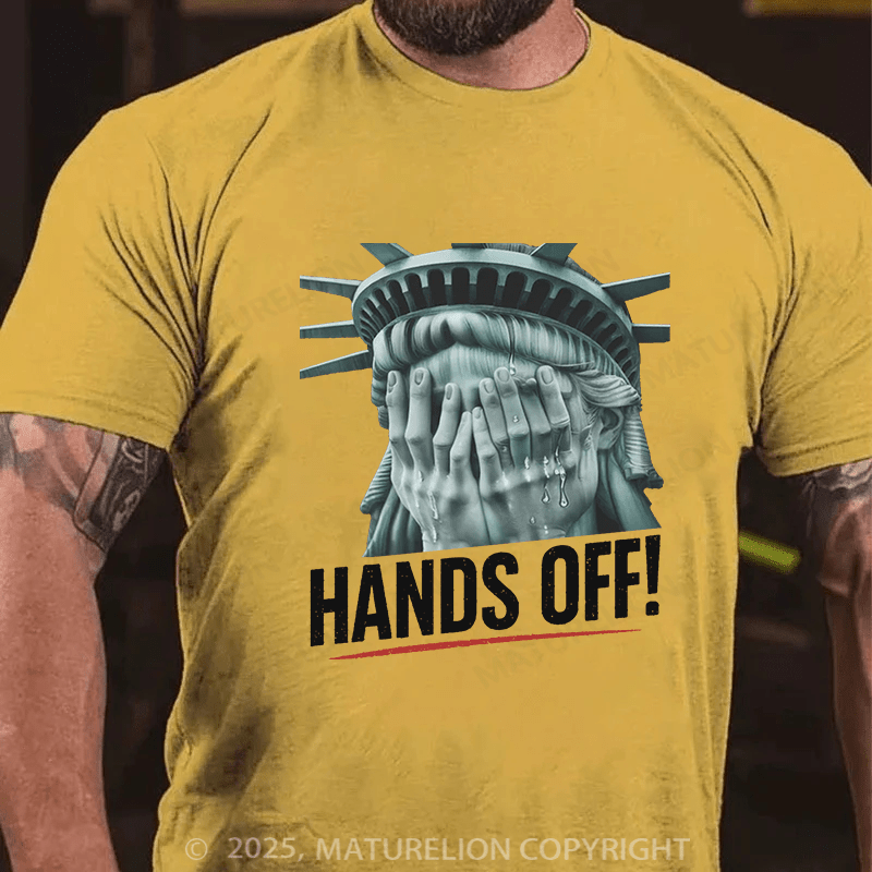 Maturelion Men's T-shirt Hands Off Cotton T-shirt