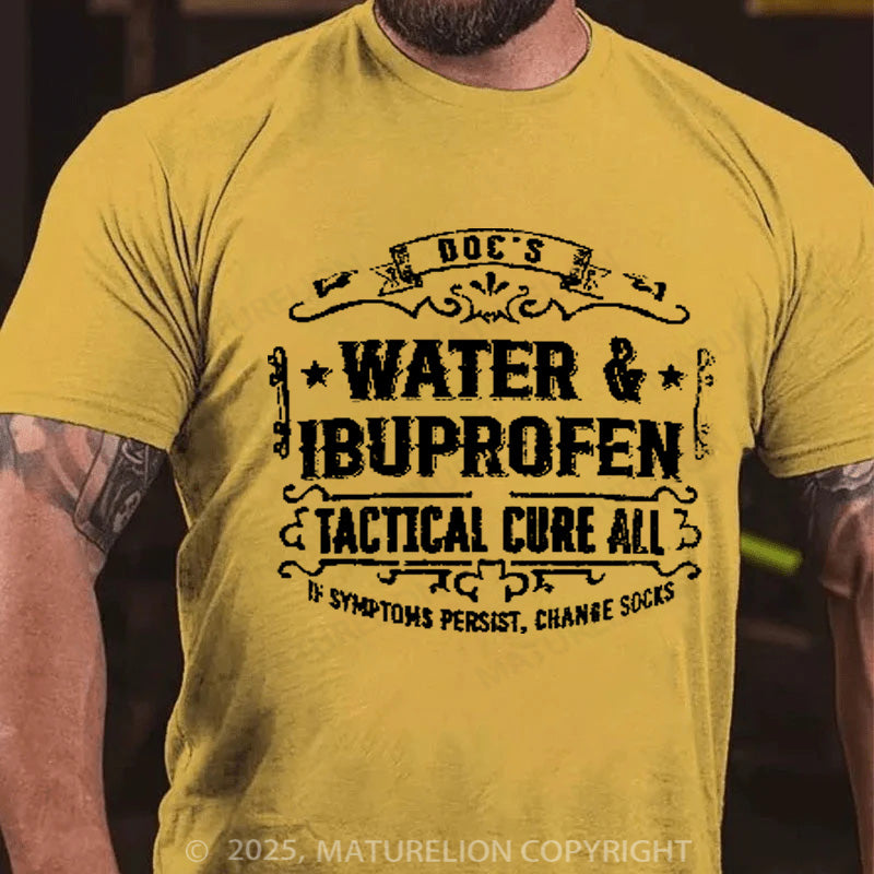 Maturelion Men's T-shirt Doc's Water & Ibuprofen Cure-All Cotton T-shirt