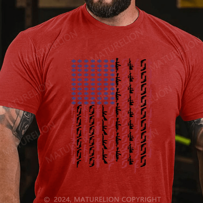 Maturelion Men's T-Shirt Us Flag Printed T-Shirt