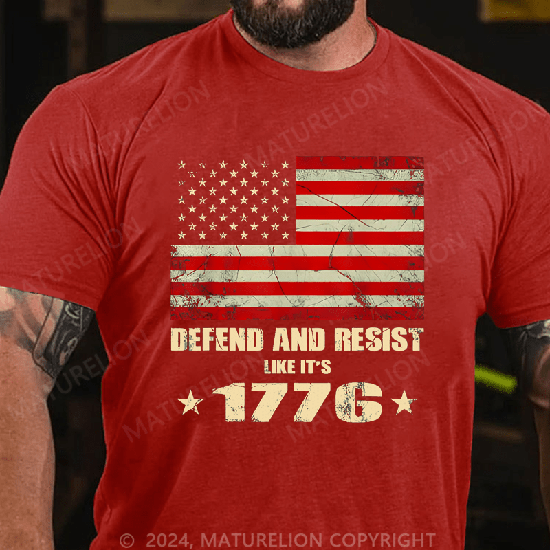 Maturelion Men's T-Shirt Defend and Resist Like It's 1776 T-Shirt