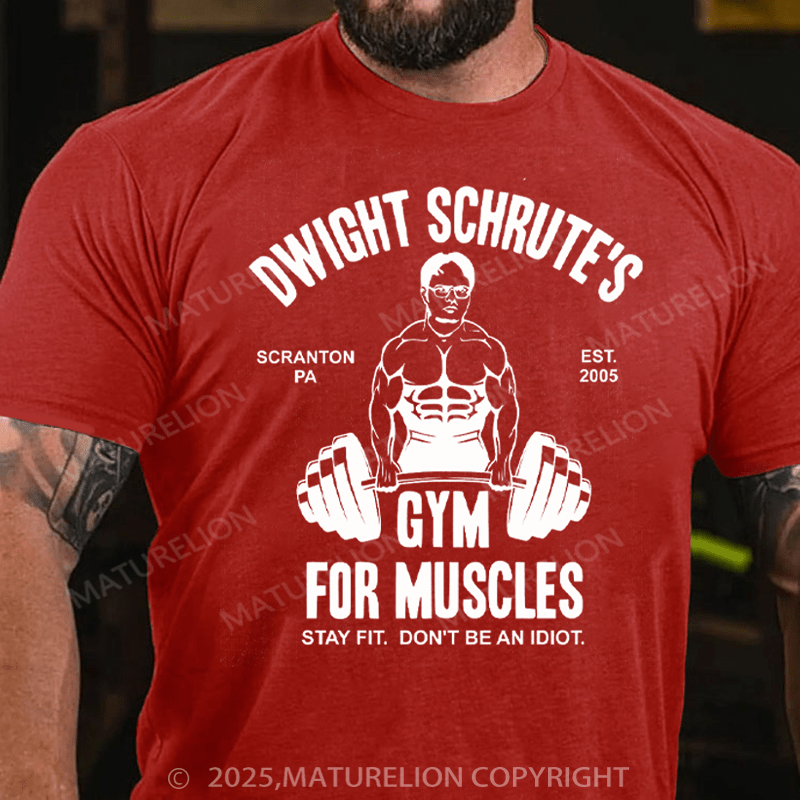 Maturelion Men's T-Shirt Dwight Schrute Gym For Muscles Essential Cotton T-Shirt